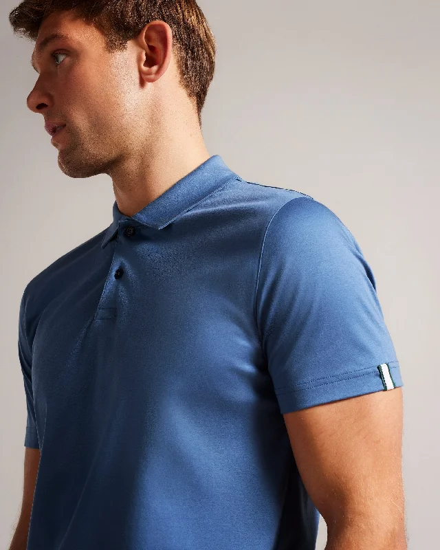 Men's slim fit short sleeve polo shirts with contrast collarsZeiter Short Sleeve Slim Fit Polo Shirt Dk-Blue