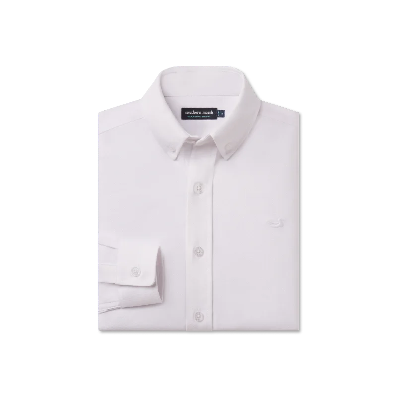 Men's Two - Tone Contrast Panel Casual Shirts in White and Navy for a Stylish and Eye - Catching DesignYouth Classic Oxford Dress Shirt