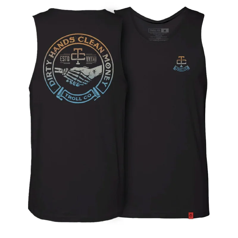 Men's Embroidered Detail Casual Shirts in Beige for a Touch of EleganceTroll Co. Men's Haggler "Dirty Hands Clean Money" Muscle Tank