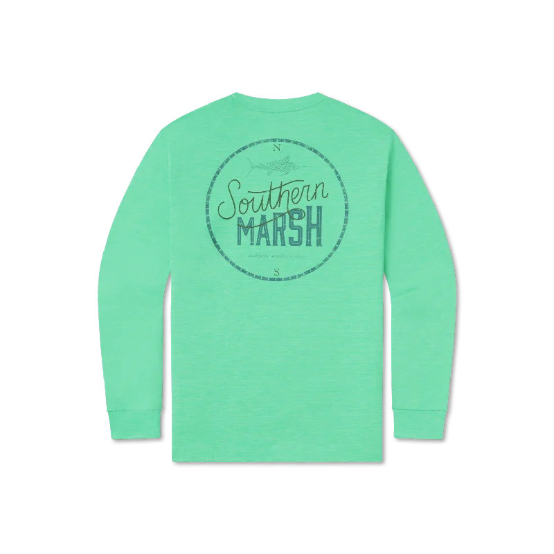 Men's Sustainable Recycled Material Casual Shirts for Eco - Conscious ConsumersFieldTec™ Heathered Performance Tee - Marlin Time - Long Sleeve