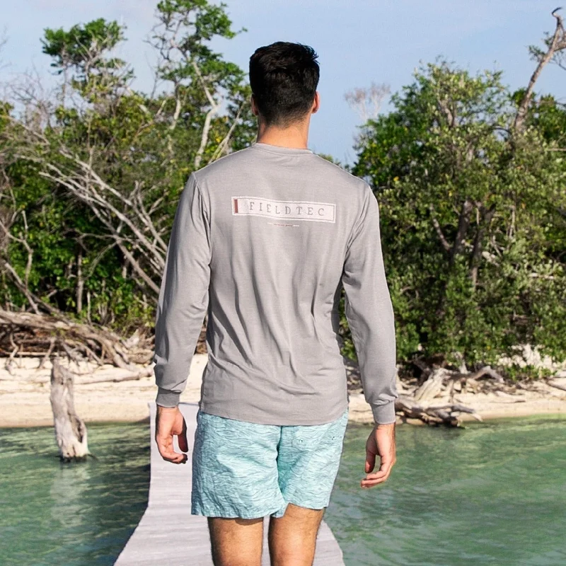 Men's Retro - Style Hawaiian Print Casual Shirts in Bold Patterns for a Tropical VacationFieldTec™ Heathered Performance Tee - Lines - Long Sleeve
