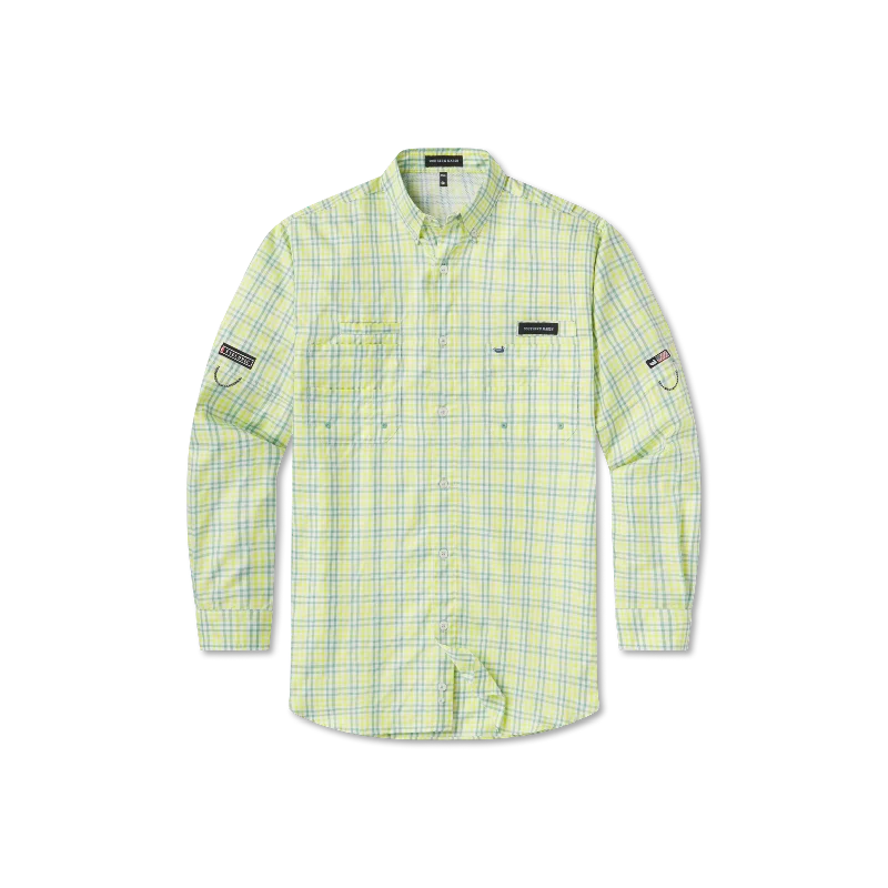 Men's Distressed Denim Casual Shirts with Frayed Edges for a Trendy and Rugged LookHarbor Cay Fishing Shirt - Drake Grid