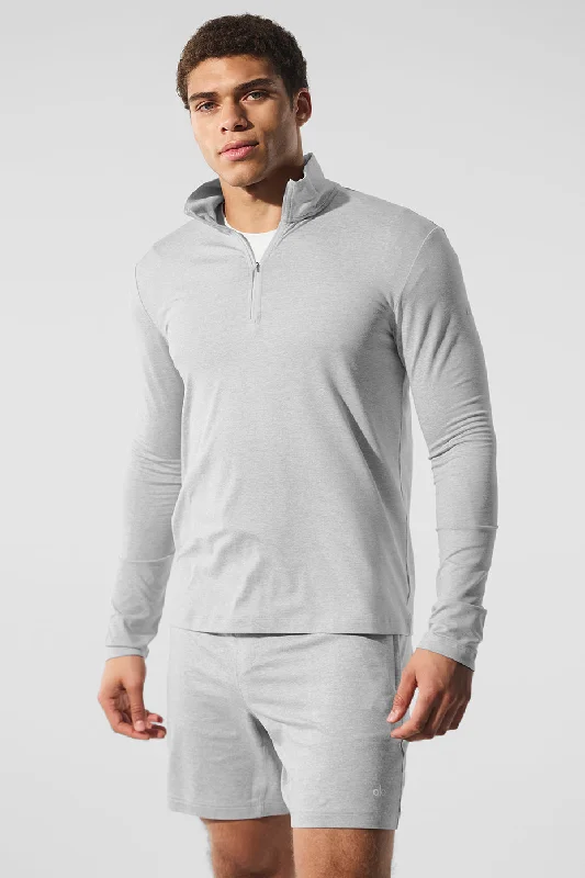 Men's Retro - Style Hawaiian Print Casual Shirts in Bold Patterns for a Tropical VacationConquer 1/4 Zip Reform Long Sleeve - Athletic Heather Grey