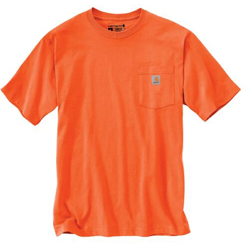 Men's Wrinkle - Resistant Polyester Blend Casual Shirts for Easy Travel and MaintenanceCarhartt Men's Short Sleeve Pocket T-Shirt_Brite Orange