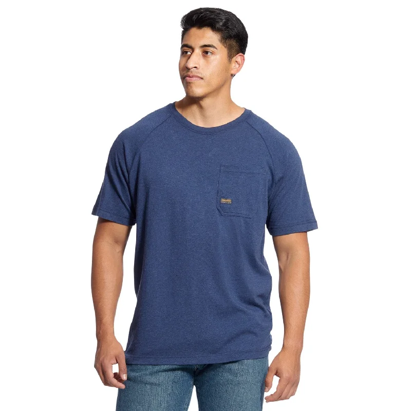 Men's Button - Down Oxford Casual Shirts in Crisp White for a Classic and Versatile StyleAriat Men's Rebar CottonStrong T-Shirt_Navy Heather