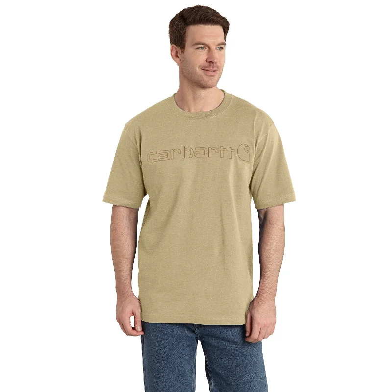 Men's Organic Cotton Casual Shirts with a Soft Handfeel for Everyday ComfortCarhartt Men's Signature Logo Short Sleeve T-Shirt_Beach Heather