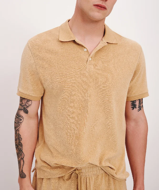 Men's Tailored Fit Checkered Casual Shirts in Multicolor for a Smart - Casual EnsembleTowel Terry Short Sleeve Polo - Sand Castle