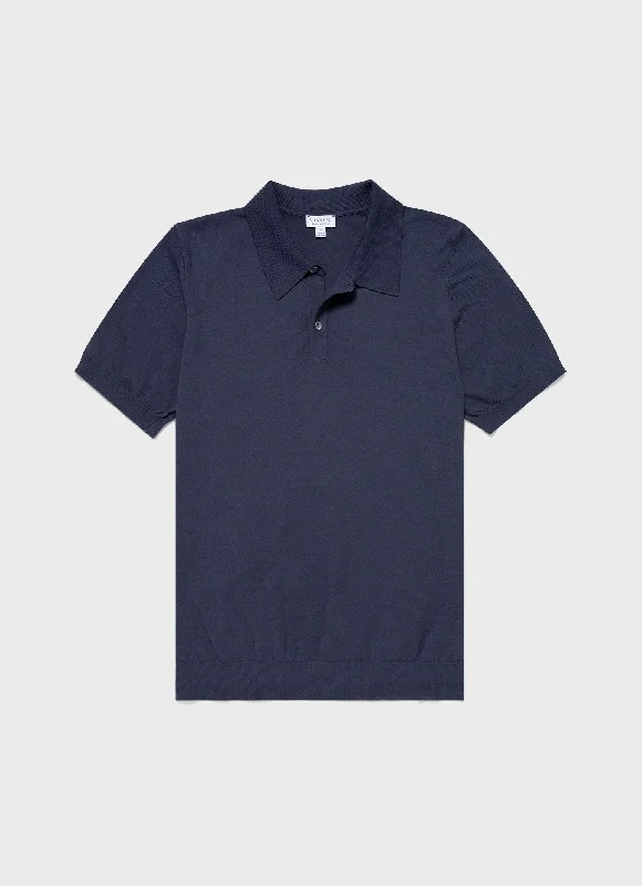 Men's two - tone stripe polo shirts with a preppy styleMen's Ice Cotton Polo Shirt in Slate Blue