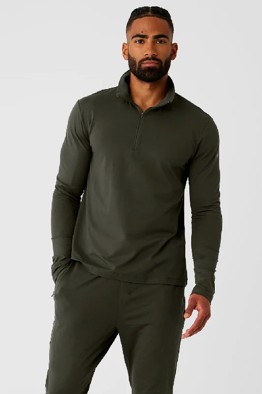 Men's Graphic - Printed Casual Shirts with Pop - Culture References for a Fun and Stylish LookConquer 1/4 Zip Reform Long Sleeve - Stealth Green