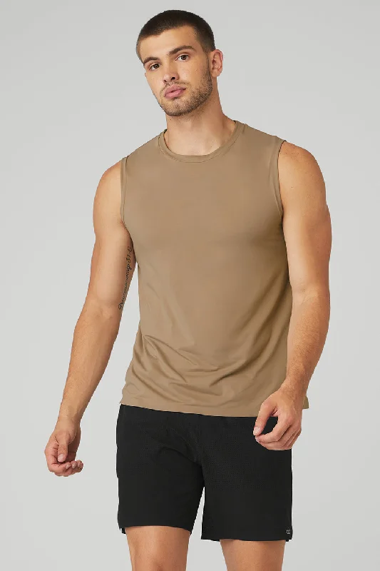 Men's Shearling - Lined Collar Casual Shirts in Brown for a Rustic and Warm AppealIdol Performance Tank - Gravel
