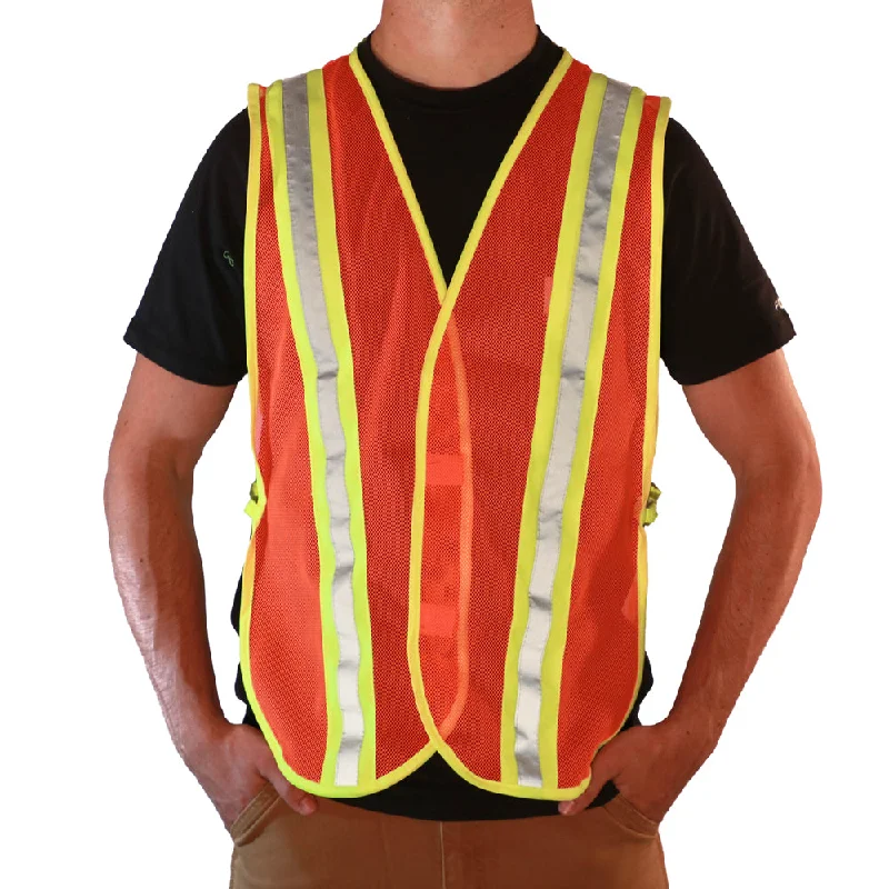 Men's Short - Sleeve Linen Casual Shirts in Light Khaki for a Breathable Summer Option2W International Unisex Blaze Mesh Safety Vest_Orange