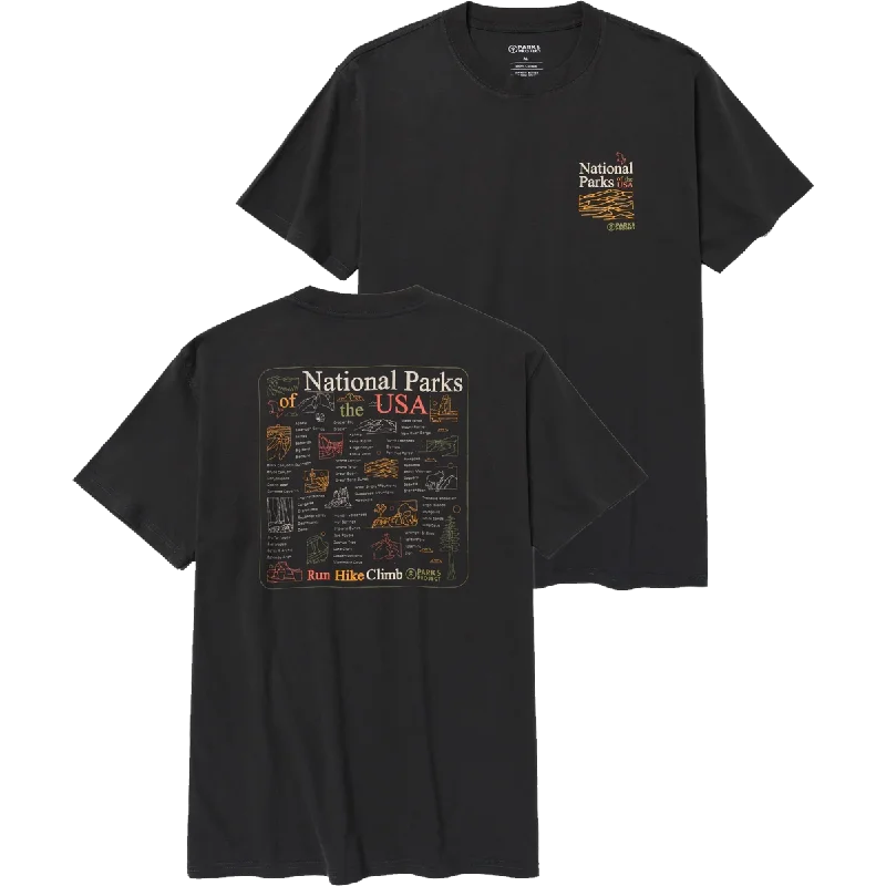 Men's Graphic - Printed Casual Shirts with Pop - Culture References for a Fun and Stylish LookNational Park Outline Checklist Tee