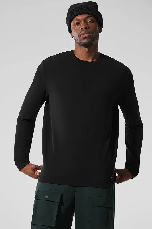 Men's Moisture - Wicking Performance Fabric Casual Shirts for Outdoor ActivitiesDouble Take Long Sleeve Crew - Black