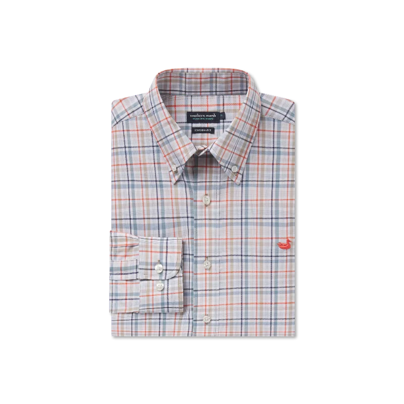 Plus Size Men's Plaid Flannel Casual Shirts in Earth Tones for a Cozy Fall OutfitVan Buren Performance Grid Dress Shirt