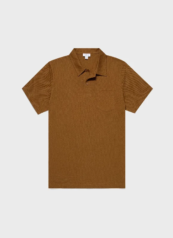 Men's stretchable athletic polo shirts for fitness workoutsMen's Riviera Polo Shirt in Golden Brown