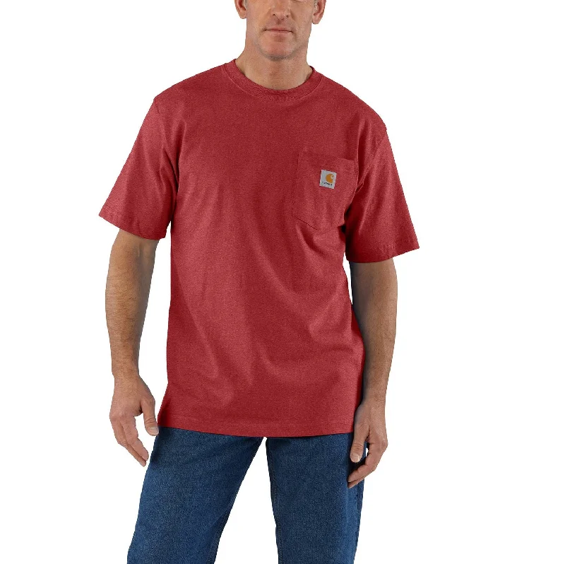 Men's Sustainable Recycled Material Casual Shirts for Eco - Conscious ConsumersCarhartt Men's Short Sleeve Pocket T-Shirt_Crabapple Heather