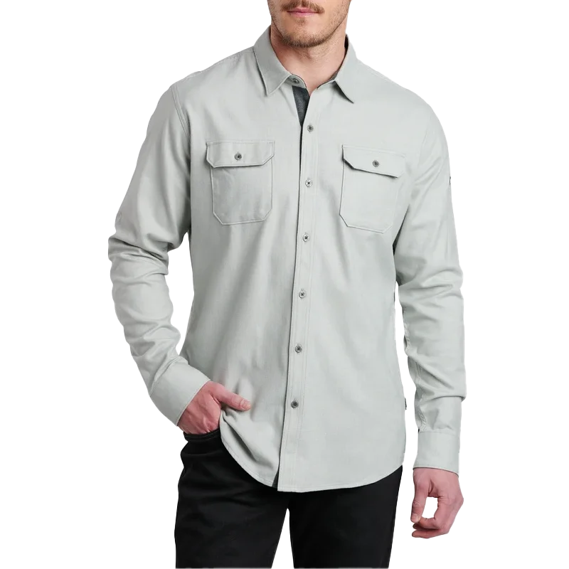 Plus Size Men's Striped Chambray Casual Shirts with a Spread Collar for a Preppy AppearanceMen's Descendr Long Sleeve