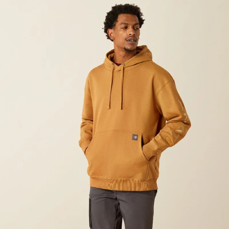 Men's Distressed Denim Casual Shirts with Frayed Edges for a Trendy and Rugged LookAriat Men's Rebar Logo Graphic Sleeve Hoodie