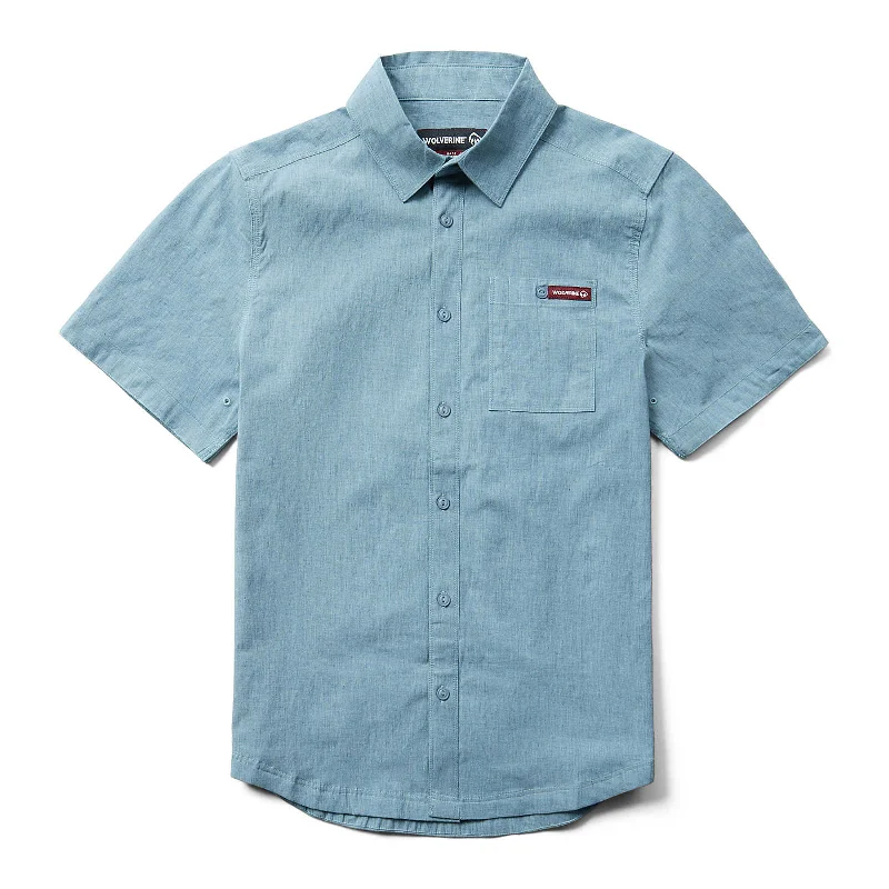 Men's Thermal - Lined Casual Shirts in Black for Added Warmth in Cold WeatherWolverine Men's Grayson Button-Down Chambray Short Sleeve Work Shirt