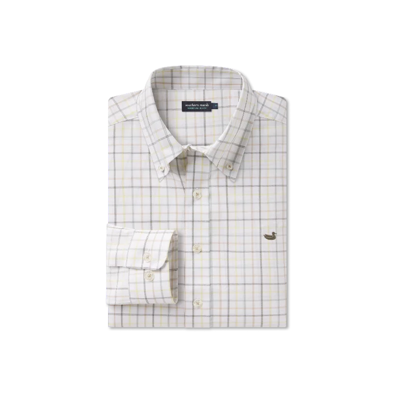 Men's Linen Blend Casual Shirts with Roll - Up Sleeves for a Summer Beach LookChateau Windowpane Dress Shirt