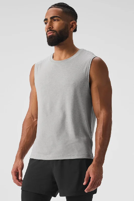 Men's Moisture - Wicking Performance Fabric Casual Shirts for Outdoor ActivitiesThe Triumph Muscle Tank - Athletic Heather Grey