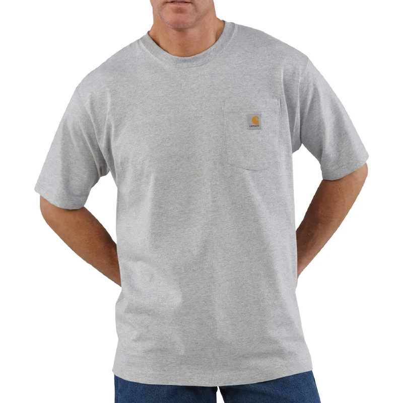 Men's Retro - Style Hawaiian Print Casual Shirts in Bold Patterns for a Tropical VacationCarhartt Men's Short Sleeve Pocket T-Shirt_Heather Grey