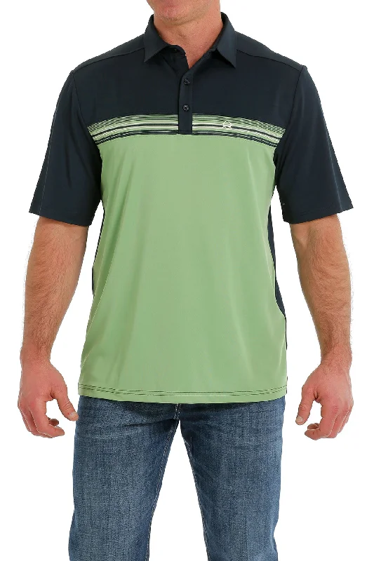 Men's two - tone stripe polo shirts with a preppy styleMen’s Cinch ARENAFLEX Polo #MTK1872001