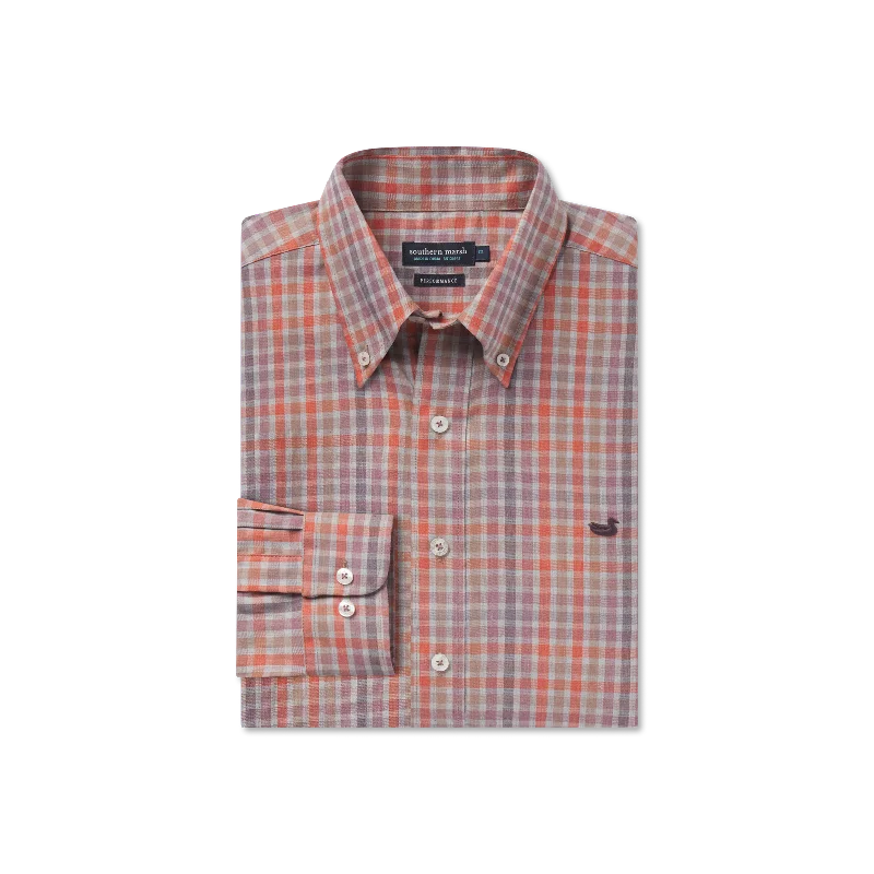 Men's Linen Blend Casual Shirts with Roll - Up Sleeves for a Summer Beach LookBrantley Performance Dress Shirt