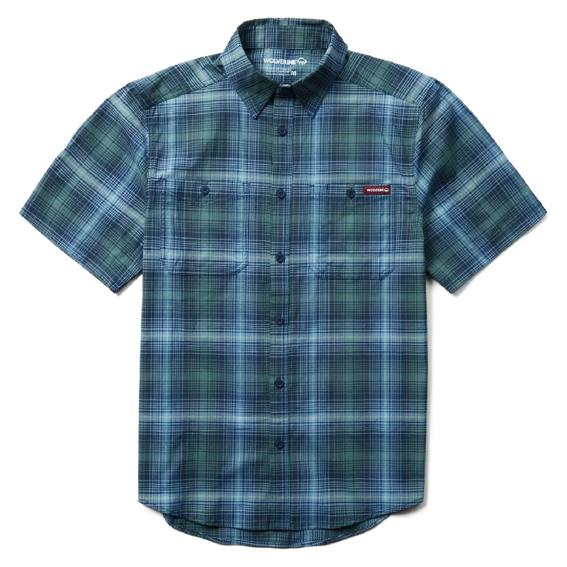 Men's Wrinkle - Resistant Polyester Blend Casual Shirts for Easy Travel and MaintenanceWolverine Men's Fuse Button-Down Short Sleeve Work Shirt