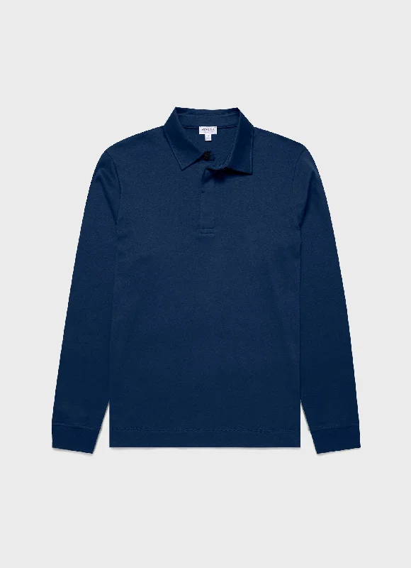 Men's slim fit short sleeve polo shirts with contrast collarsMen's Heavyweight Rugby Polo Shirt in Naval Blue