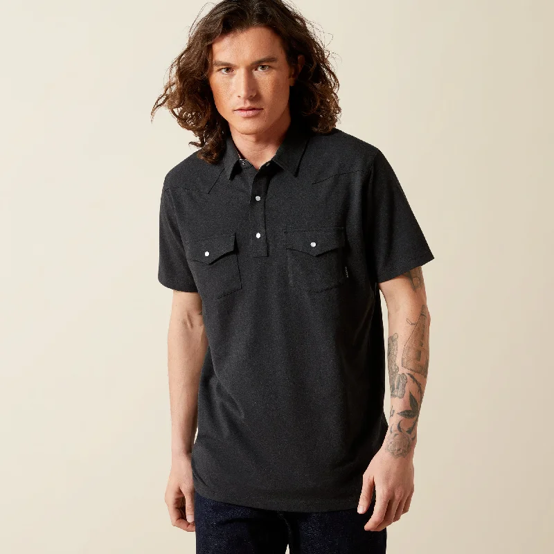 Men's plus size golf polo shirts in moisture wicking fabricMen's Ariat Retro Western Snap Polo Shirt #10055068