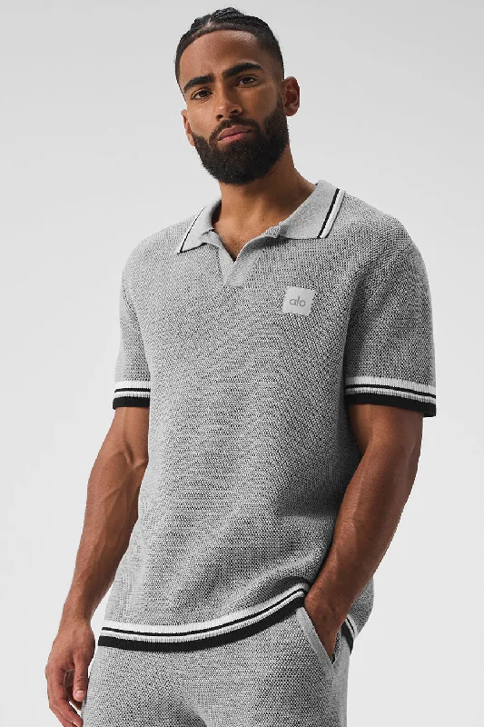 Men's Organic Cotton Casual Shirts with a Soft Handfeel for Everyday ComfortSports Club Sweater Knit Polo - Athletic Heather Grey
