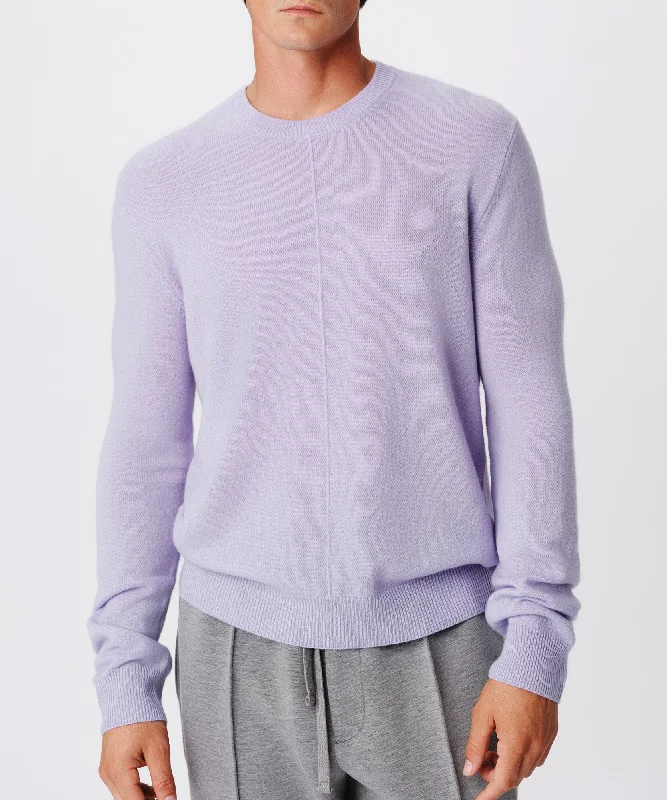 Men's Embroidered Detail Casual Shirts in Beige for a Touch of EleganceWool Cashmere Seamed Crew Neck Sweater - Skyflower
