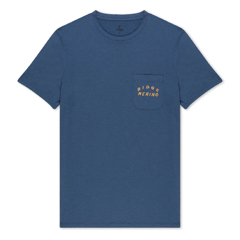 Men's Organic Cotton Casual Shirts with a Soft Handfeel for Everyday ComfortMen's Journey Merino Wool Pocket Tee - Ridge Vintage Indigo