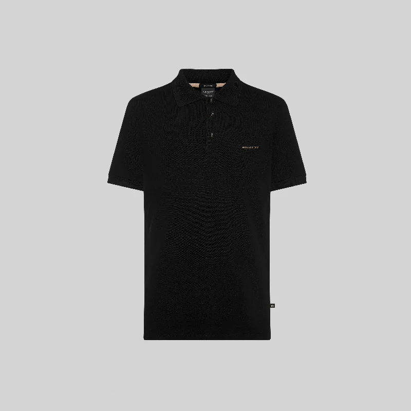Men's button - down spread collar polo shirts for business casualNEO BLACK POLO