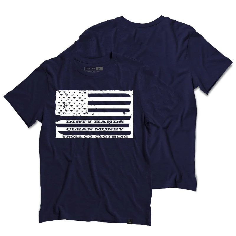 Men's Embroidered Detail Casual Shirts in Beige for a Touch of EleganceTroll Co. Men's 1776 "Dirty Hands Clean Money" Graphic Short Sleeve T-Shirt