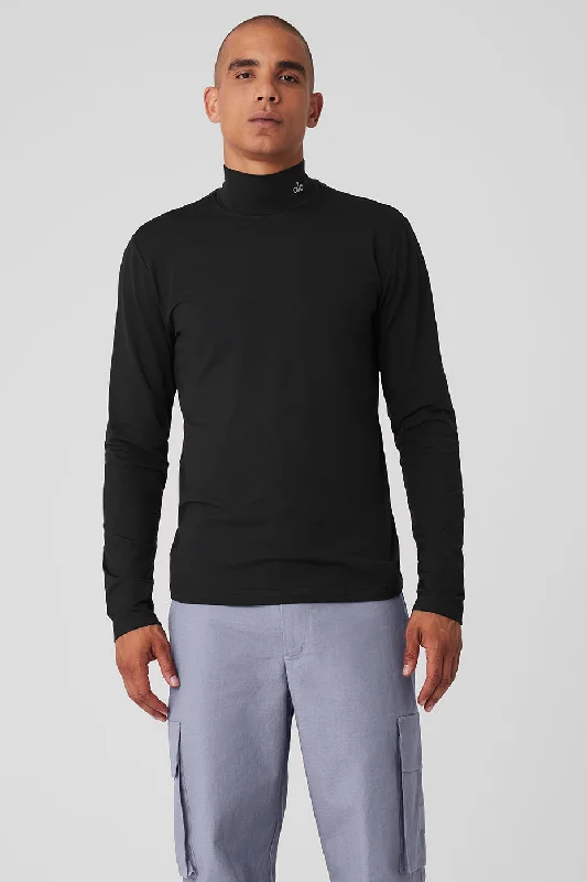 Men's Shearling - Lined Collar Casual Shirts in Brown for a Rustic and Warm AppealConquer Reform Mock Neck Long Sleeve - Black