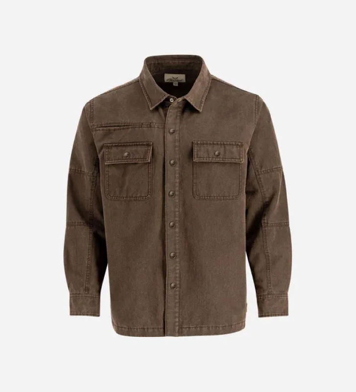 Plus Size Men's Striped Chambray Casual Shirts with a Spread Collar for a Preppy AppearanceThorogood Men's Sueded Snap-Front Shirt Jacket