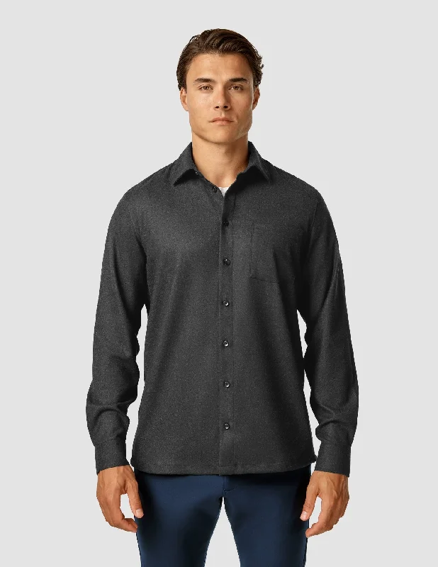 Men's Linen Blend Casual Shirts with Roll - Up Sleeves for a Summer Beach LookCasual Shirt Charcoal