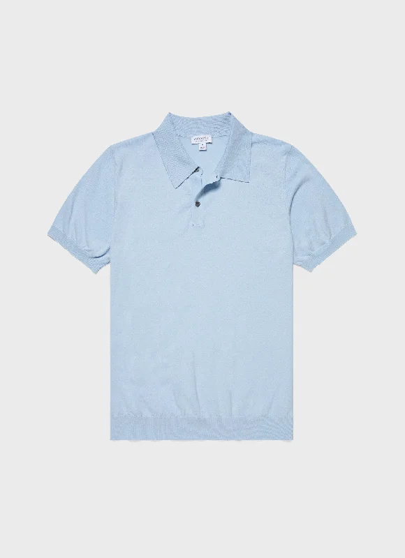 Men's long sleeve classic fit polo shirts with embroidered logosMen's Ice Cotton Polo Shirt in Blue Mist
