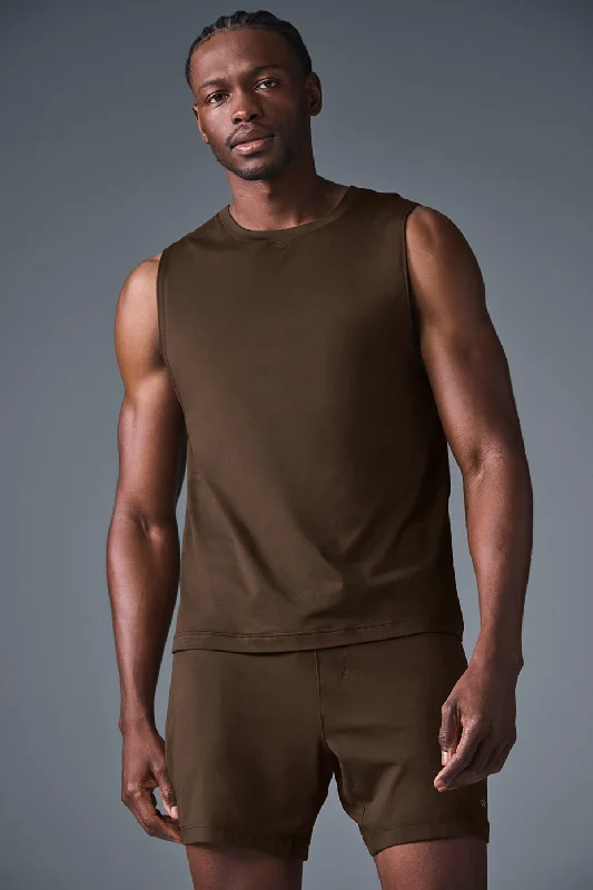 Men's Shearling - Lined Collar Casual Shirts in Brown for a Rustic and Warm AppealConquer Muscle Tank - Espresso