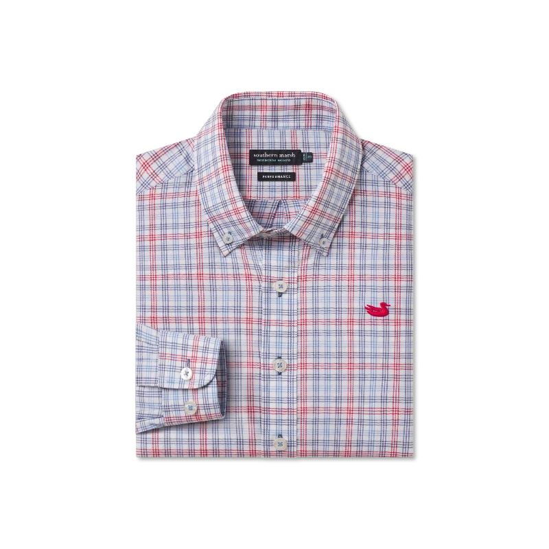 Men's Two - Tone Contrast Panel Casual Shirts in White and Navy for a Stylish and Eye - Catching DesignYouth Odessa Performance Dress Shirt