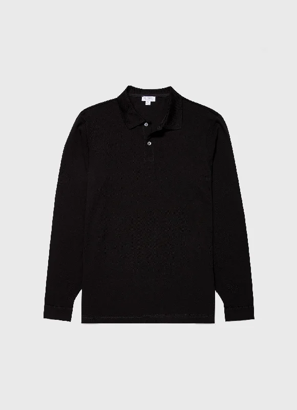Men's quick - dry polo shirts for water sports activitiesMen's Long Sleeve Piqué Polo Shirt in Black