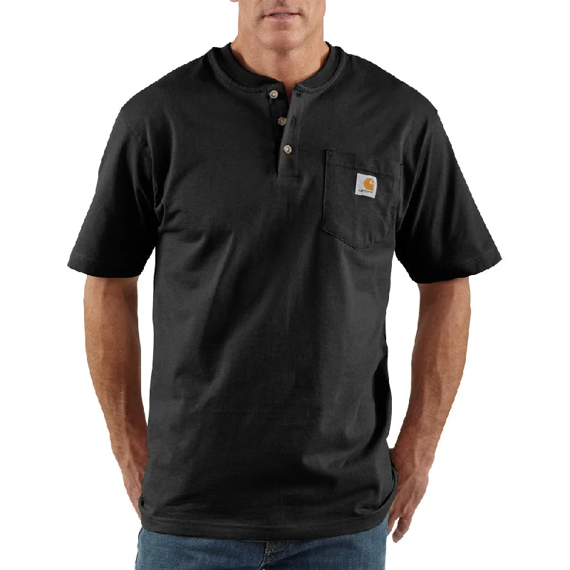 Men's Embroidered Detail Casual Shirts in Beige for a Touch of EleganceCarhartt Men's Short Sleeve Pocket Henley_Black