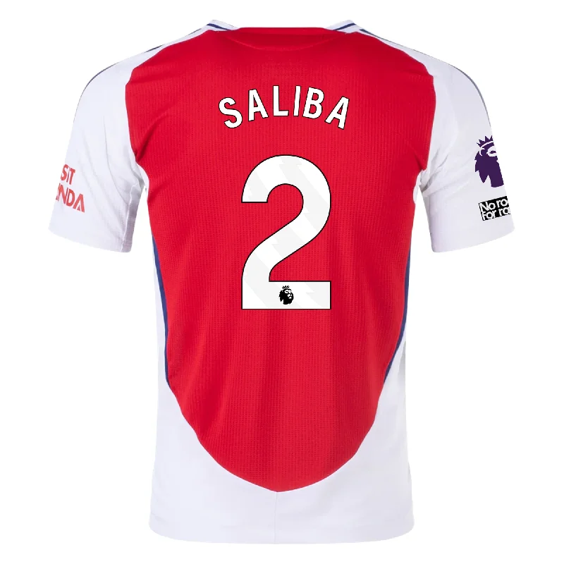 Men's Moisture - Wicking Lacrosse Jerseys with Mesh Panels for Optimal Performance on the Fieldadidas Arsenal Authentic William Saliba Home Jersey w/ EPL + No Room For Racism Patches 24/25 (Better Scarlet/White)