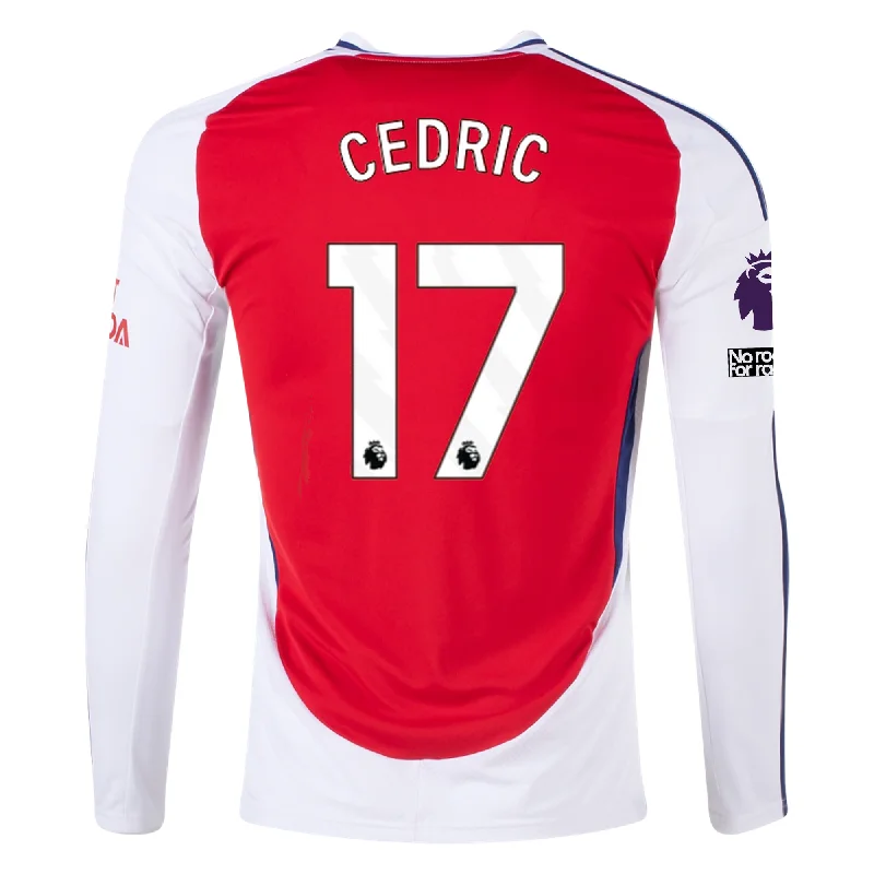 Men's Replica Hockey Jerseys of Star Players for Devoted Ice Hockey Supportersadidas Arsenal Cédric Soares Home Long Sleeve Jersey w/ EPL + No Room For Racism Patches 24/25 (Better Scarlet/White)