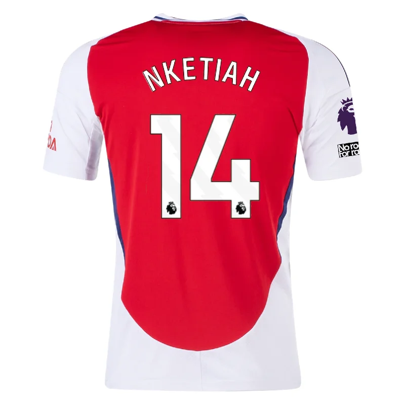Men's Cycling Jerseys with Reflective Stripes for Safe and Stylish Rides at Nightadidas Arsenal Eddie Nketiah Home Jersey w/ EPL + No Room For Racism Patches 24/25 (Better Scarlet/White)