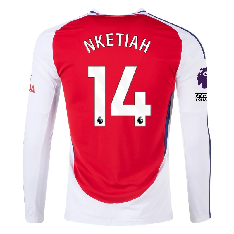 Men's Moisture - Wicking Golf Jerseys with UV Protection for Comfortable Rounds on the Courseadidas Arsenal Eddie Nketiah Home Long Sleeve Jersey w/ EPL + No Room For Racism Patches 24/25 (Better Scarlet/White)