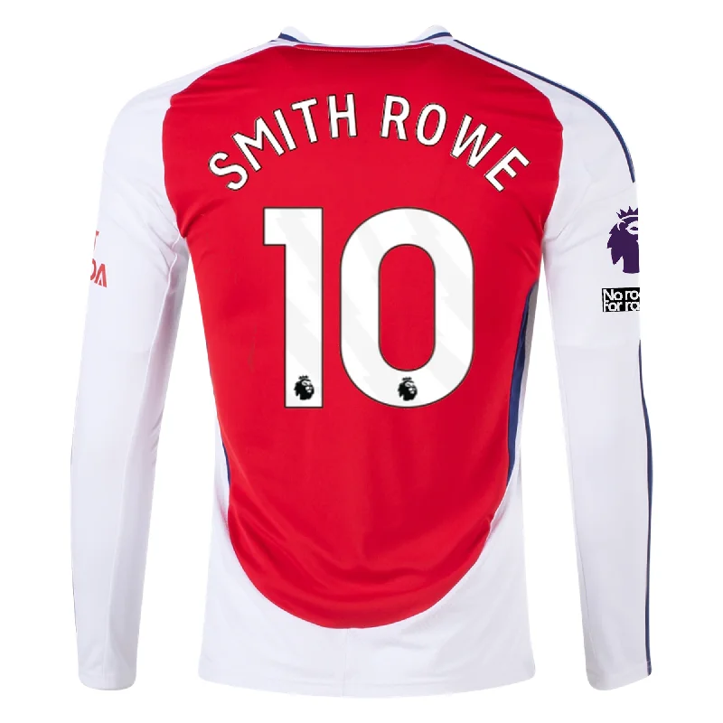 Men's Custom - Printed Baseball Jerseys with Player Names and Numbers for Personalized Styleadidas Arsenal Emile Smith Rowe Home Long Sleeve Jersey w/ EPL + No Room For Racism Patches 24/25 (Better Scarlet/White)