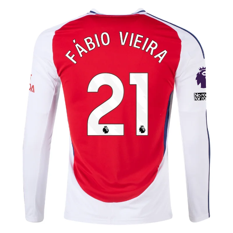 Men's Breathable Polyester Running Jerseys in Bright Neon Colors for High - Visibility Workoutsadidas Arsenal Fábio Vieira Home Long Sleeve Jersey w/ EPL + No Room For Racism Patches 24/25 (Better Scarlet/White)